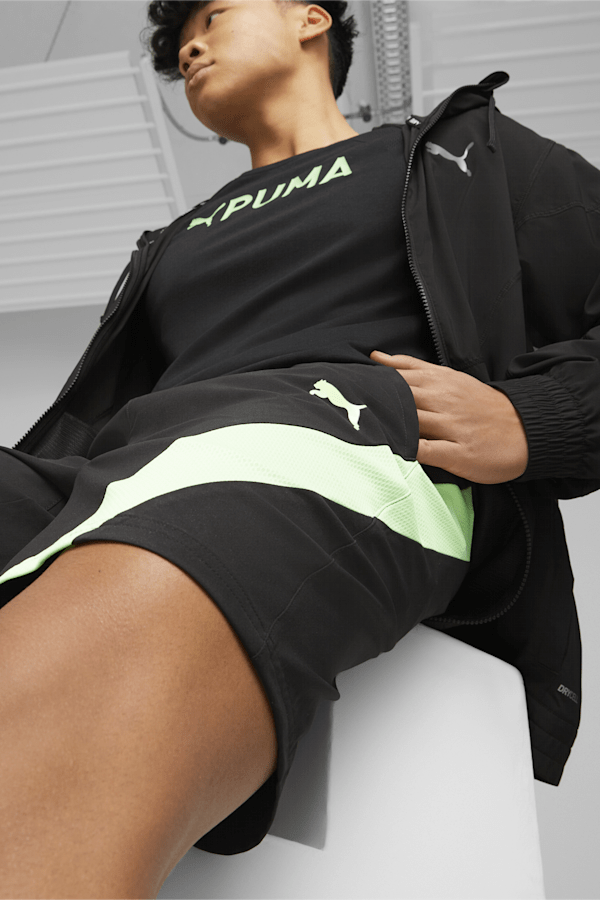 PUMA Fit 7" Stretch Woven Training Shorts Men, PUMA Black-Fizzy Lime, extralarge